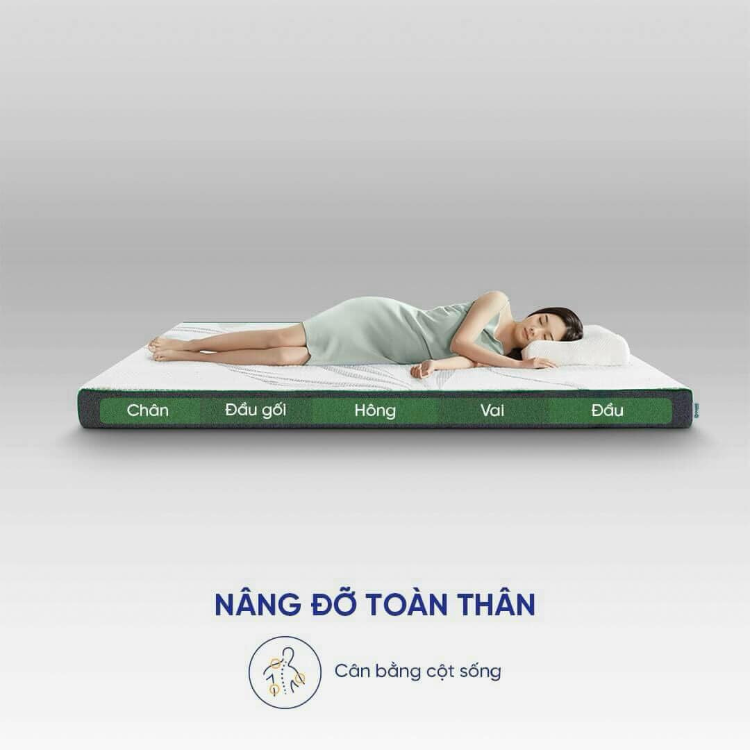Nệm cao su than tre kháng khuẩn Gummi Premium phù hợp với mọi đối tượng, nâng đỡ cơ thể khi ngủ