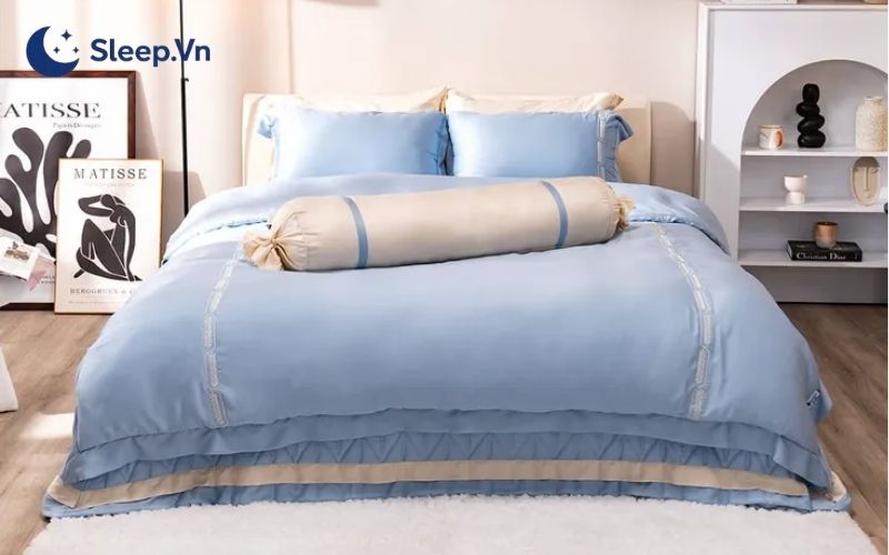 Chăn ga gối đệm cưới nên chọn màu gì? 4 màu sắc phù hợp 4 Chăn ga gối đệm cưới màu xanh dương mang đến sự thư thái